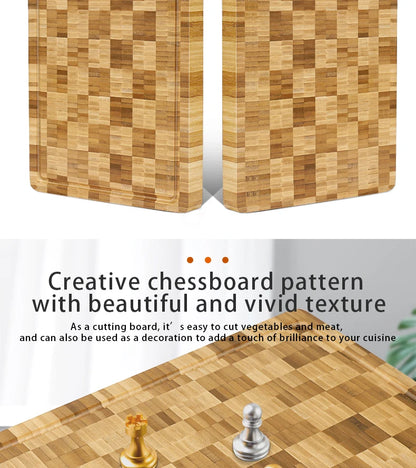 Large Bamboo Cutting Board Kitchen Chopping Block Butcher Board for Meat Fruit Vegetables Thick Chopping Board With Juice Groove