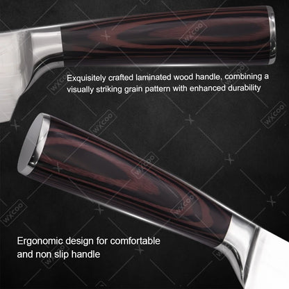 WXCOO Santoku Butcher Carving Knife Japanese Kitchen Knives High Carbon Steel Knife Set Fruit Bread Meat Cleaver Boning Knife