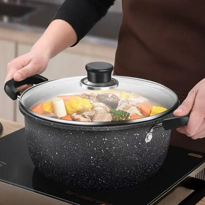 Maifan Stone Soup Pot Universal Two Ears Non-stick Kitchen Cooking with Lid Household Saucepan Stock Gas Induction Cooker