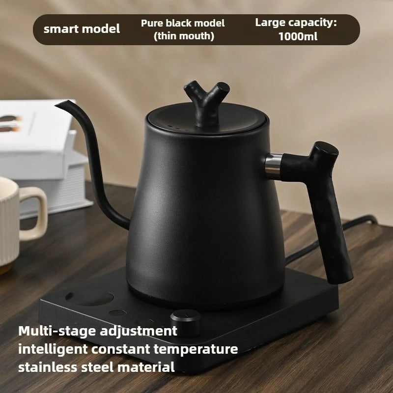 1L1000ML Smart Temperature Control Kettle - Auto Shut-Off & Boil-Dry Protection - Stainless Steel Pour-Over Coffee & Tea