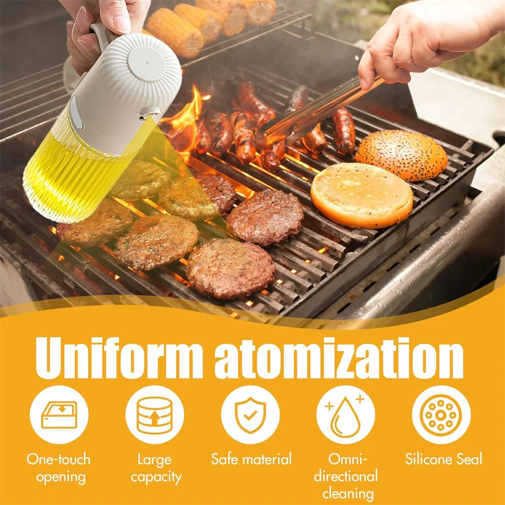 Glass Oil Sprayer Bottle,250ML Cooking Oil Dispenser Bottle For Kitchen Portable Reusable Bottles，For Air Fryer , Kitchen