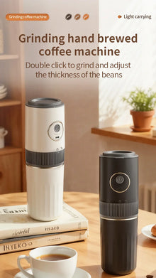 2-in-1 Wireless Portable Coffee Machine – Grind Beans & Hand Brew Anywhere for Camping & Outdoor Adventures