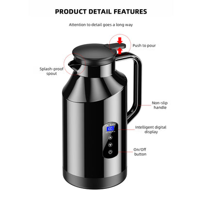 12V 24V Portable Car Hot Kettle 1200mL/1500mL Large Capacity 304 Stainless Steel Thermos Water Bottle Travel For Tea Coffee