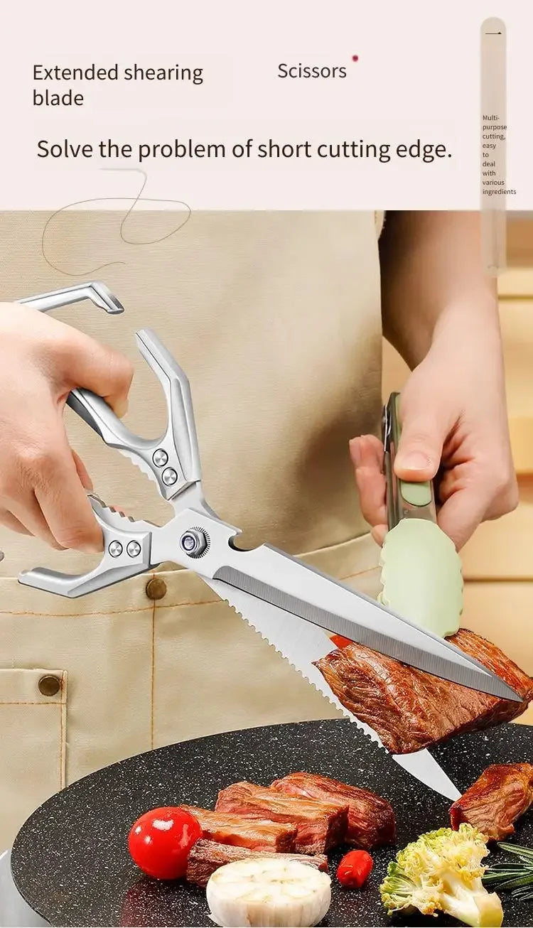 New Multifunctional Stainless Steel Poultry Bone Scissors for Home Use Extended-Length Kitchen Seamstress ScissorsGrill Scissors