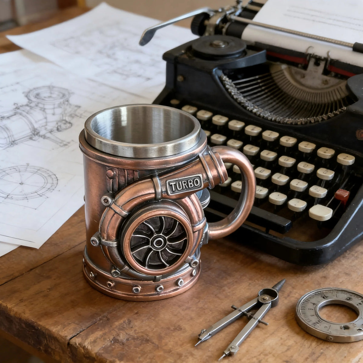3D Turbocharger Coffee Mug | Stainless Steel Inner Car Enthusiast Cup