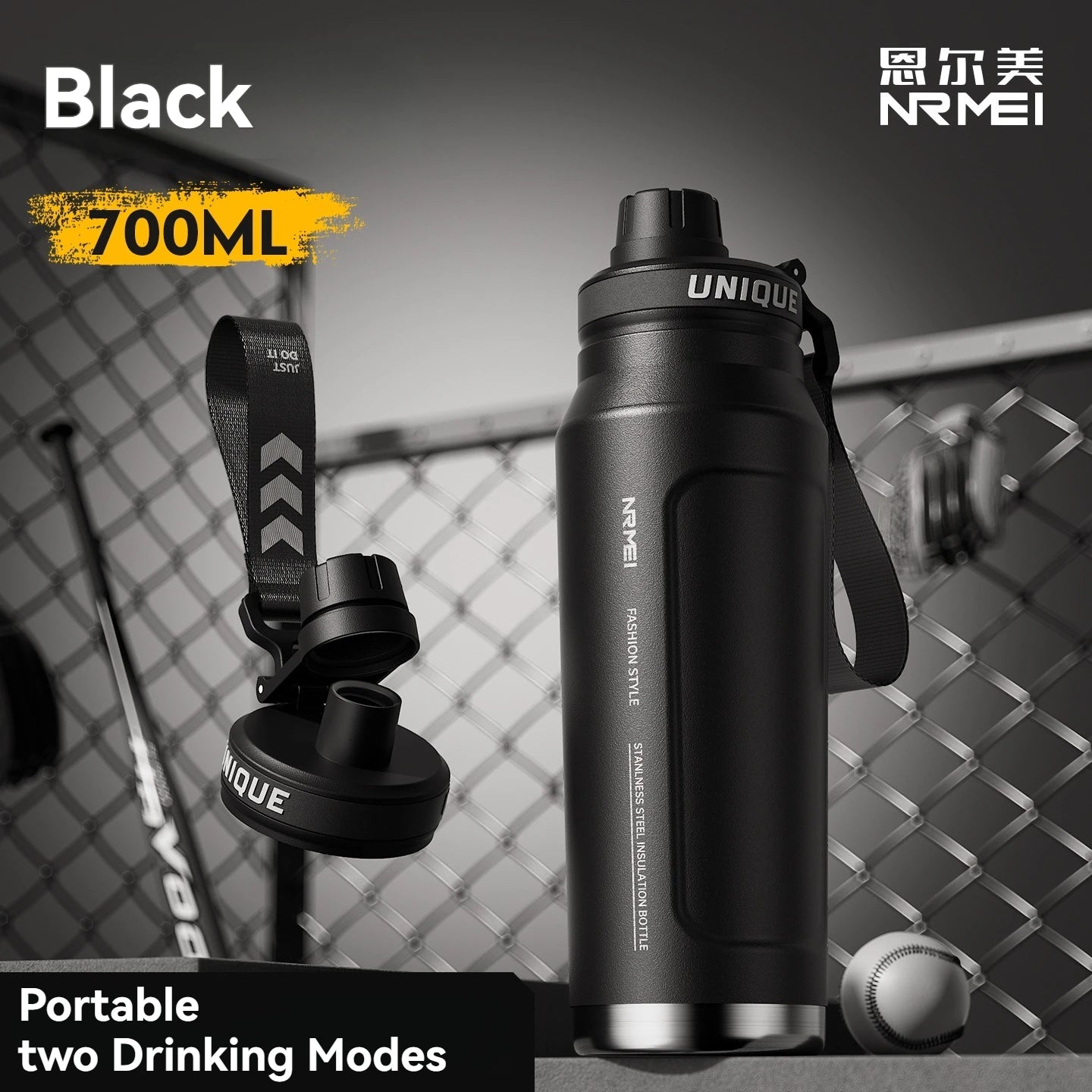 1L Insulated Cold Water Bottle Thermos Stainless Steel Tumbler Qutdoor Sports Handle Vacuum Flasks Double Wall Cup