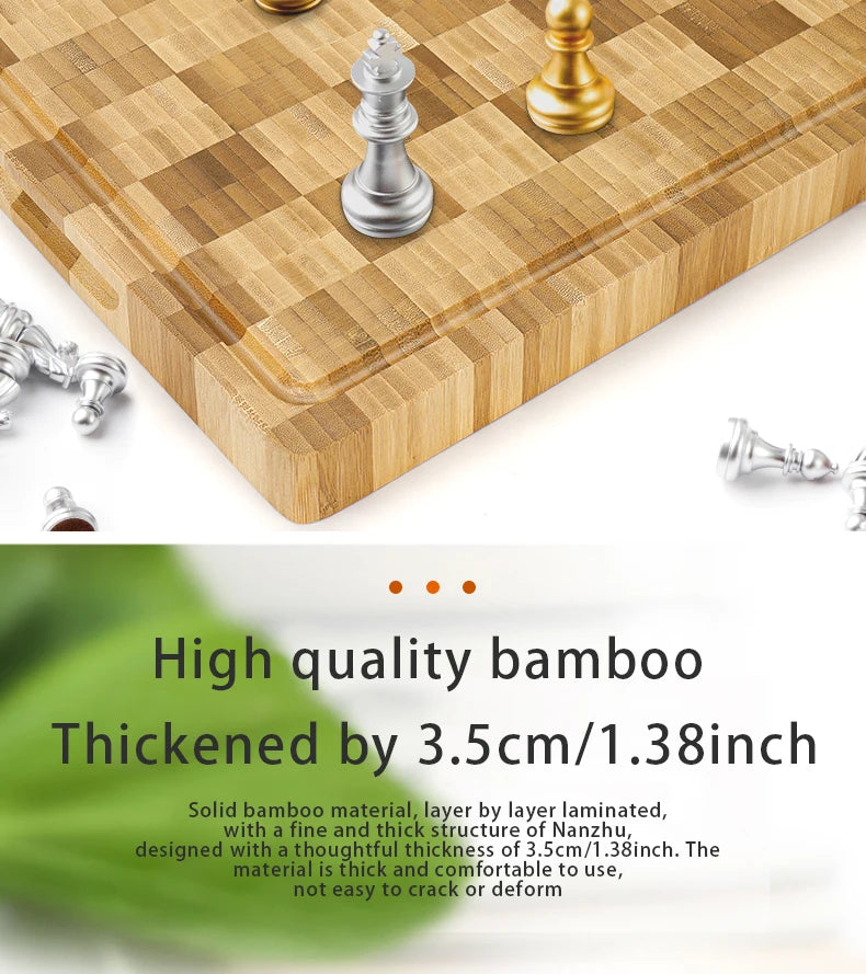 Large Bamboo Cutting Board Kitchen Chopping Block Butcher Board for Meat Fruit Vegetables Thick Chopping Board With Juice Groove