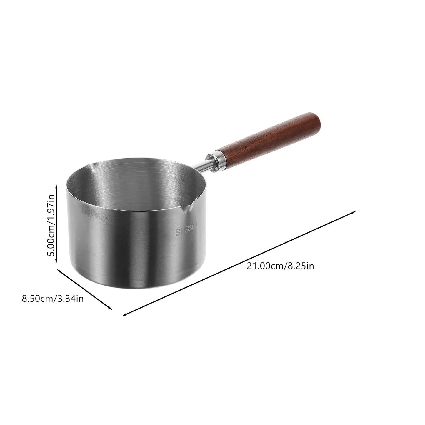 Small Sauce Pan Stainless Steel Oil Boil Container with Handle Ergonomic Pour Spout Cooking Pot Kitchen Saucepan Reusable