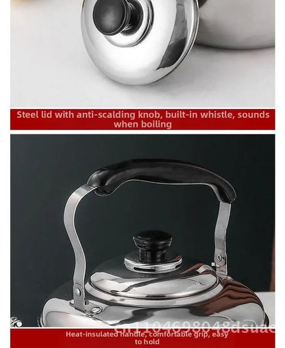 Stainless Steel Whistle Water Kettle Large Capacity 7.5L Insulated for Home Use Compatible with Gas And Induction Cookers Tea