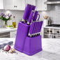 13Pcs Professional Kitchen Knife Block Set with 6 Steak Knives, High Carbon Stainless Steel Knives with Black Non-Stick Coating,