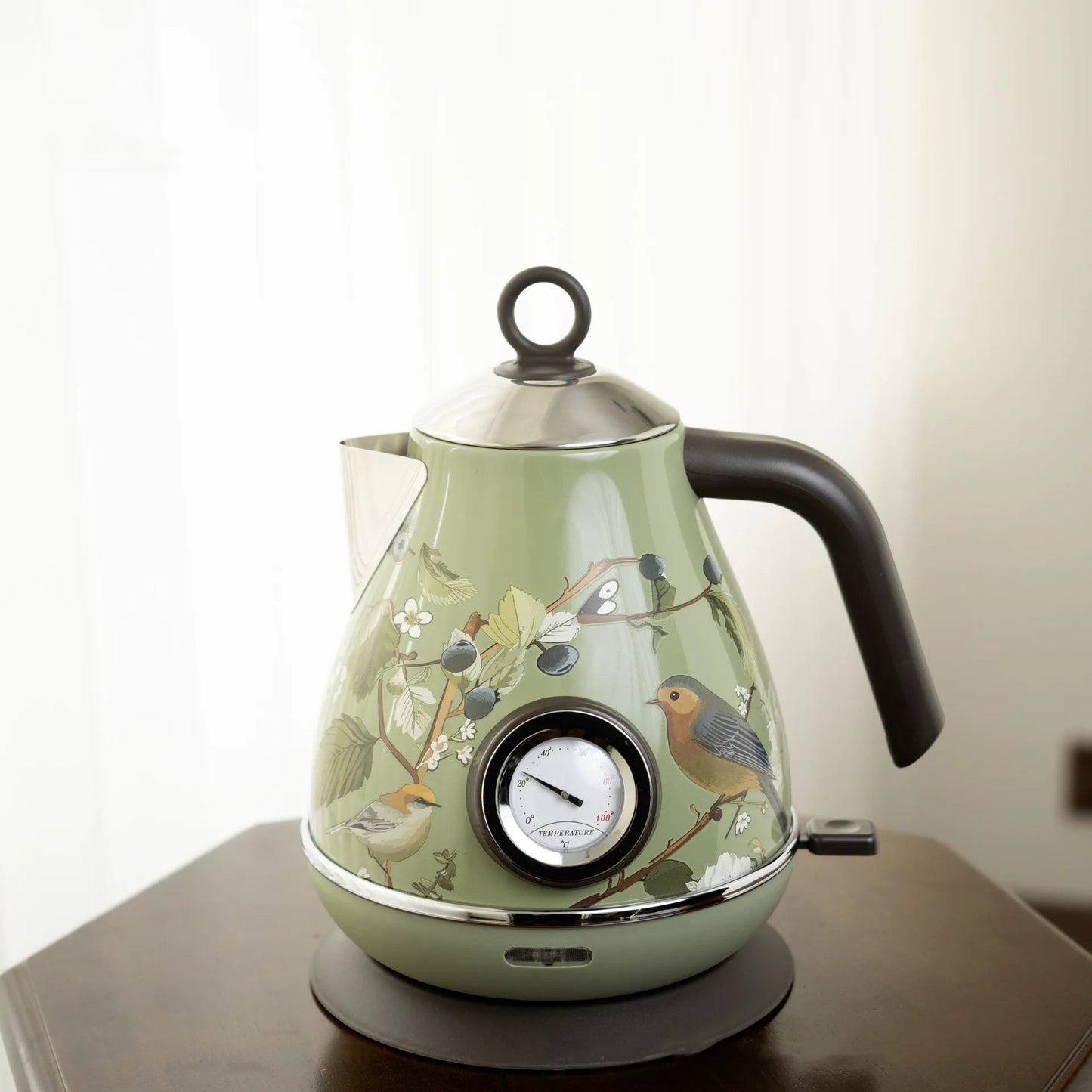 220V Retro Home Electric Kettle 304 Stainless Steel Quick Boiling Kettle Teapot Auto Power Off With Temperature Display 1.7L