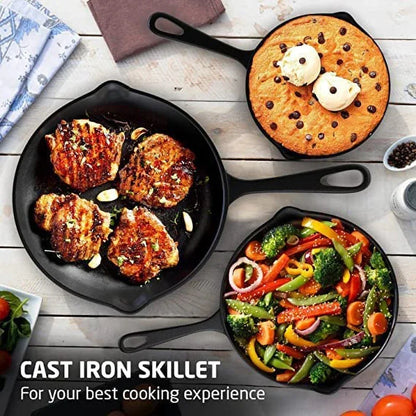 Cast Iron Frying Pan Non-Stick Skillet for Cooking, Omelettes, and Pancakes – Induction-Compatible Kitchen Cookware
