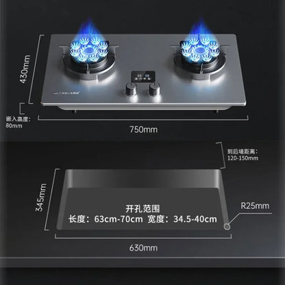 Can Be Turned up Timing Fierce Fire Gas Double Burner Household Gas Furnace Natural Liquefied Petroleum Gas Stove Embedded