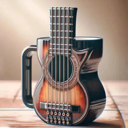 Resin Musical Instrument Coffee Mug Guitar Pattern Durable Coffee Cup Handcrafted Guitar Shaped Coffee Cup for Home Kitchen