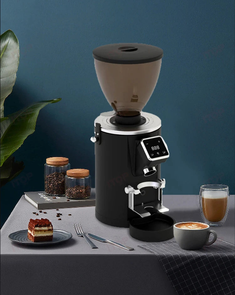 64mm Commercial Coffee Grinder Stainless Steel Flat Burr Quickly Detachable Burr& Powder Channel Quantitative Setting