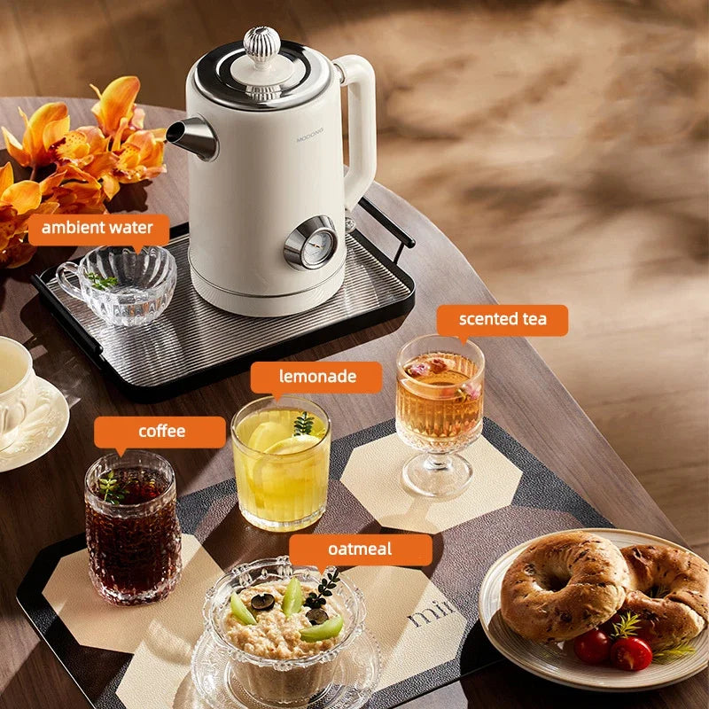 Retro 1.8L Electric Kettle with Mechanical Thermometer Stainless Steel Boil Water Tea Pot Automatic Power off Insulation Pot