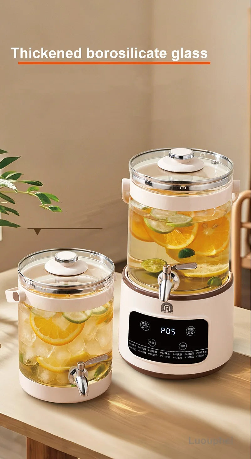 1200W/3L Home Electric Kettle Multifunctional Health Pot Glass Flower Teapot Soup Stew Pot Commercial Faucet Fruit Tea Bucket