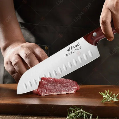 WXCOO 1-5pcs Professional Kitchen Knife Set Ultra Sharp Chef's Knife Meat Cleaver Fruit Slicing Stainless Steel Cutting Board