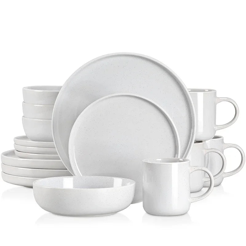 NATSUKI NATSUKI 16PCS Stoneware Dinner Plates Set with 4 Piece Dinner Plate/Dessert Plate/Bowl/Mug Home Hotel Tableware
