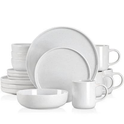 NATSUKI NATSUKI 16PCS Stoneware Dinner Plates Set with 4 Piece Dinner Plate/Dessert Plate/Bowl/Mug Home Hotel Tableware