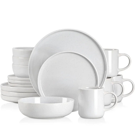 NATSUKI NATSUKI 16PCS Stoneware Dinner Plates Set with 4 Piece Dinner Plate/Dessert Plate/Bowl/Mug Home Hotel Tableware