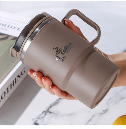 450/500ml 304 Stainless Steel Coffee Cup With Strainer & Spoon Double Wall Insulated Mug Student Portable Drinking Cup Drinkware