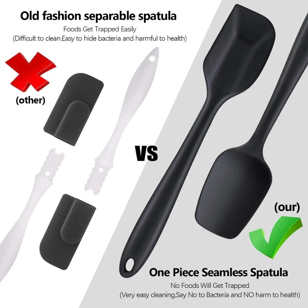 6Pcs Silicone Spatula Set Food Grade Non Stick Heat Resistant Spatulas Turner for Cooking Baking Mixing Baking Tools