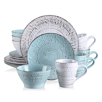 vancasso 16/32 Ceremic Plates Dinner Set Stoneware Tableware Set with 4PCS Dinner Plate/Dessert Plate/Bowl/Mug for 4 Person