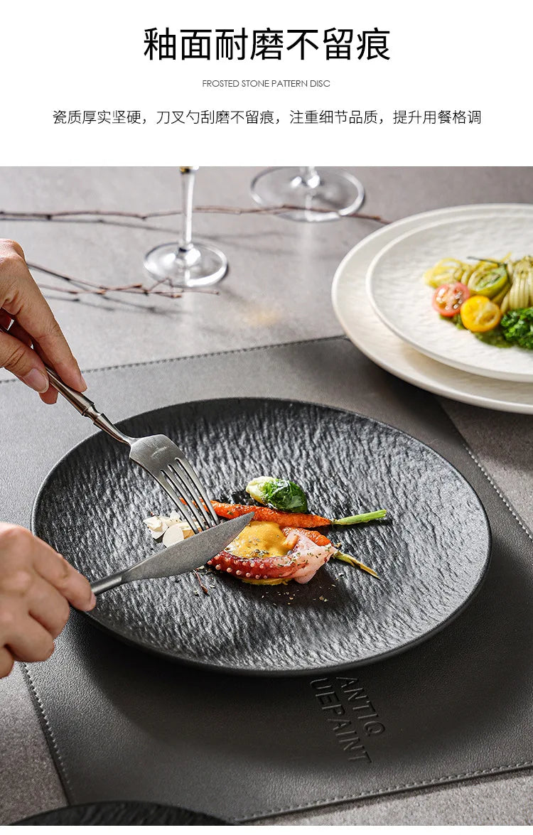 ceramic tableware, steak plates, stone pattern frosted salad plates, fruit plates, restaurant , western food