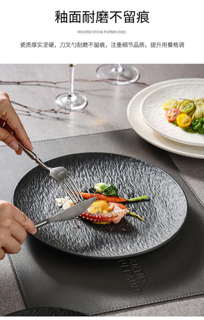 ceramic tableware, steak plates, stone pattern frosted salad plates, fruit plates, restaurant , western food