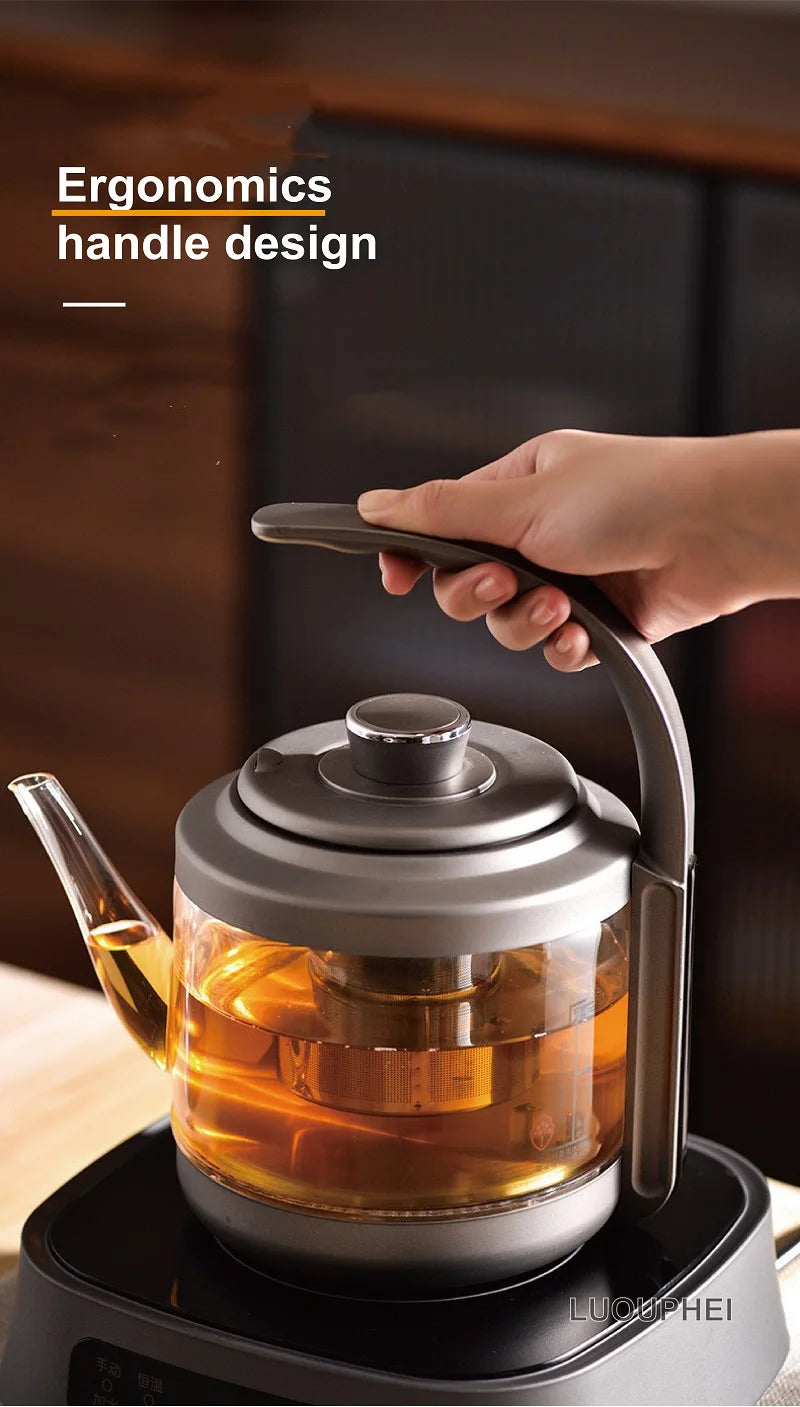 1350W Electric Kettle Fully Auto Bottom Pumping Quick Boiling Kettle Tea Maker Office Glass Temperature Control Teapot 1000ml