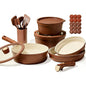 US Shipping Ceramic Nonstick Cookware Set 22 Pcs Detachable Pots and Pans Oven Dishwasher Safe Induction Kitchen Utensil Gift