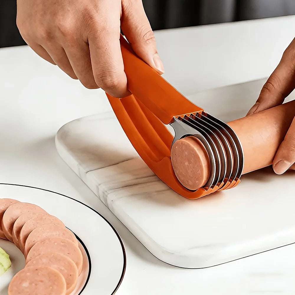Banana Slicer (ABS + Stainless Steel) – Fruit and Vegetable Slicer/Cutter; Suitable for Bananas, Strawberries, and Grapes (1-Pack)