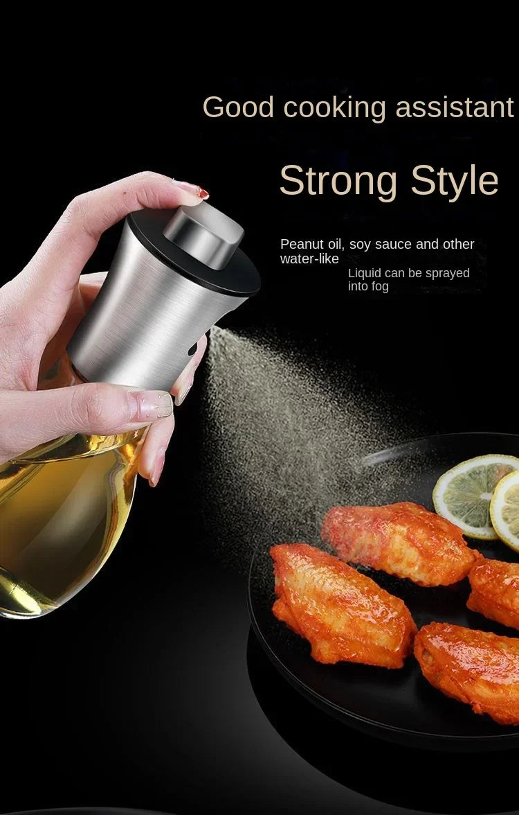 Kitchen Oil Sprayer for Cooking,6.8oz/200ml Olive Oil or Vinegar, Trigger Design,Stainless Steel Vinegar Glass Spray Bottle