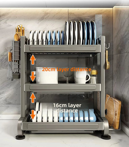 Minimalist Countertop Storage Stainless Steel Drain Dish Rack Kitchen Shelf Multifunctional Shelf Drain Dish Rack