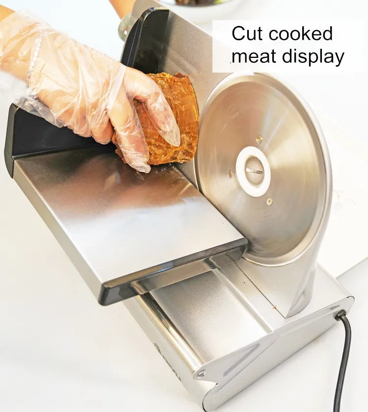 220V Electric Meat Slicer, Commercial Mutton Beef Lamb Cutter, Automatic Vegetable & Bread Slicing Machine, Stainless Steel Food