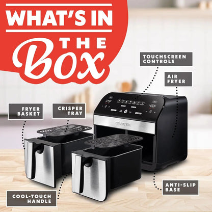 10 Qt Dual Basket Air Fryer, 7 Presets, Sync Finish, Dishwasher Safe