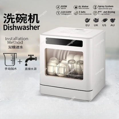 Portable Countertop Dishwasher No Installation Smart High Temp Drying Household Washer