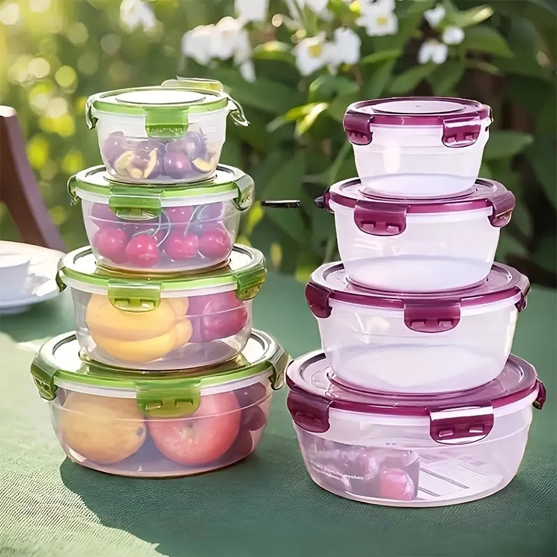Vibrant 8-Piece Food Storage Set! Microwave-Safe Purple & Green Containers - Perfect for Meal Prep, Picnics & Fresh Storage.