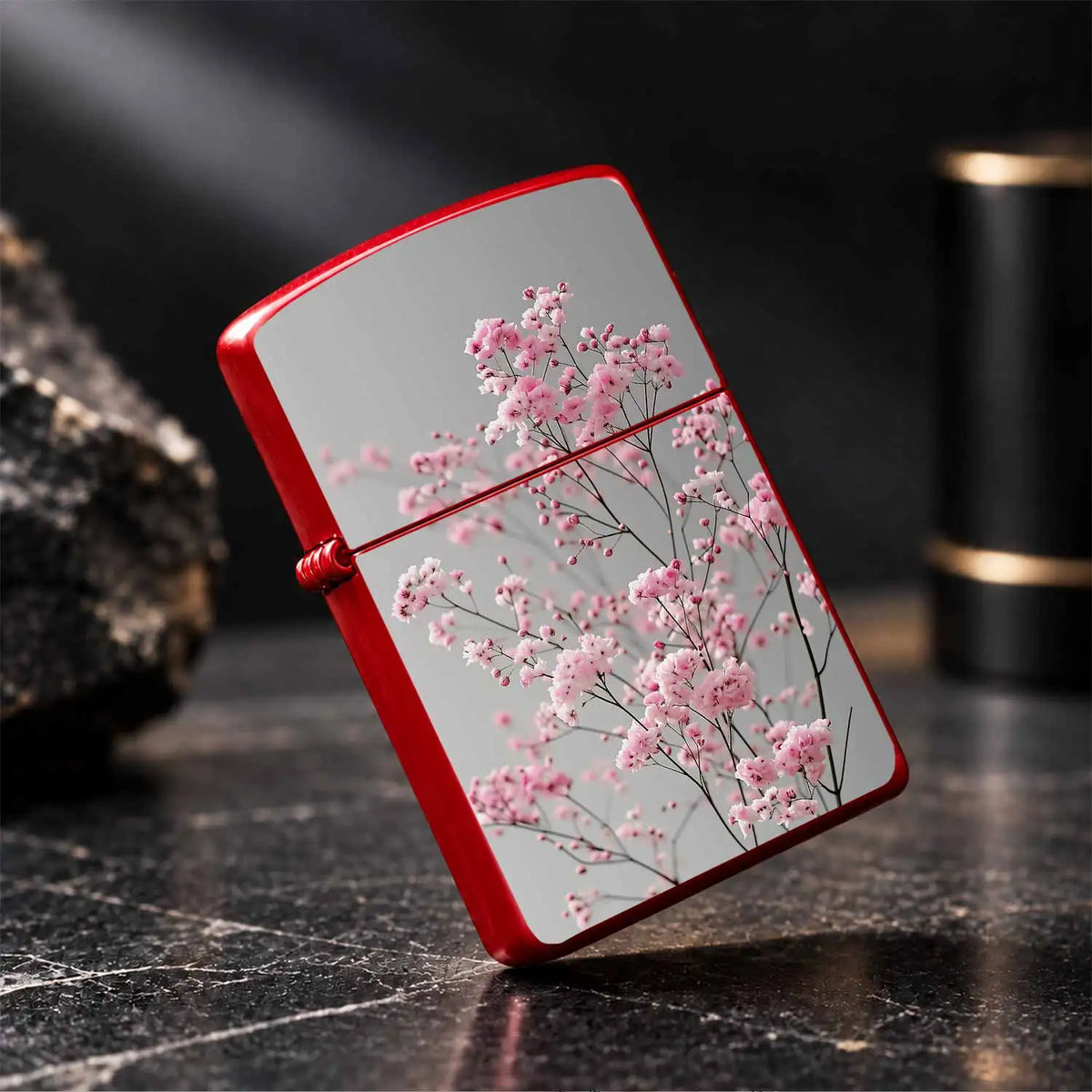 Delicate Pink Floral Pattern Lighter, Elegant Soft Cherry Blossom Branch Print Design, Portable Sleek All-Purpose Igniter, Perfect For Daily Multi-Scene Use, Exquisite Decorative Practical Accessory, Ideal For Gifting O A Hum