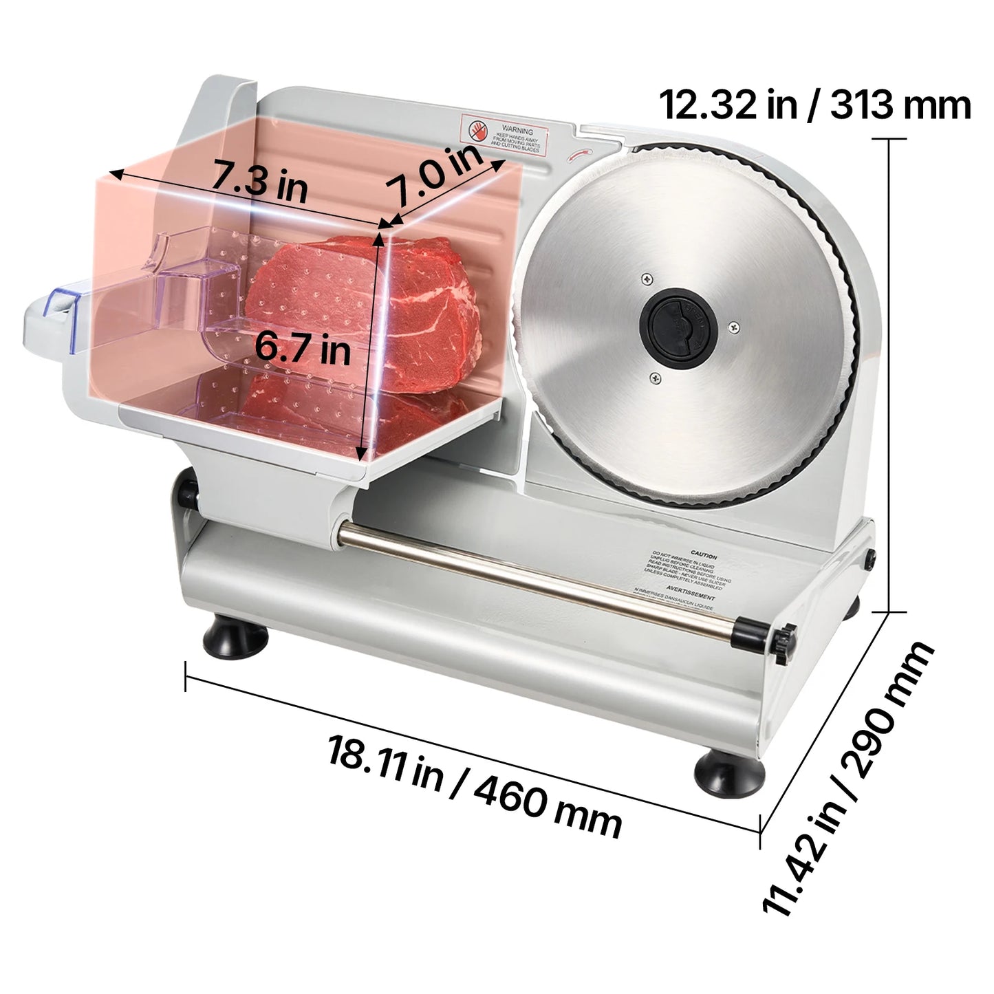 SucceBuy Meat Slicer 150/180/200W Electric Deli Slicer Machine with Blade 0-0.6 inch Adjustable Thickness for Meat Baguett Steak