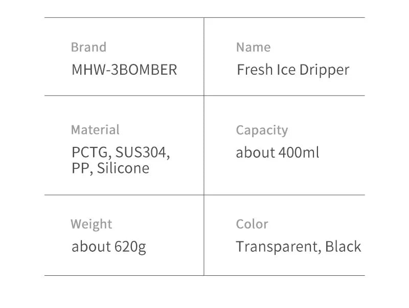 MHW-3BOMBER Iced Coffee Maker 400ml Cold Brewer Portable Cold Brewing Coffee Kettle Glass Coffee Pitcher Summer Camping Tools