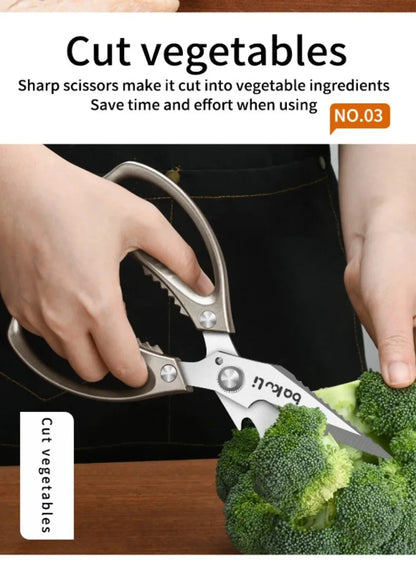 Japanese High-Carbon Steel Poultry Shears - Heavy Duty Kitchen Scissors for Chicken, Meat, Seafood & Bones