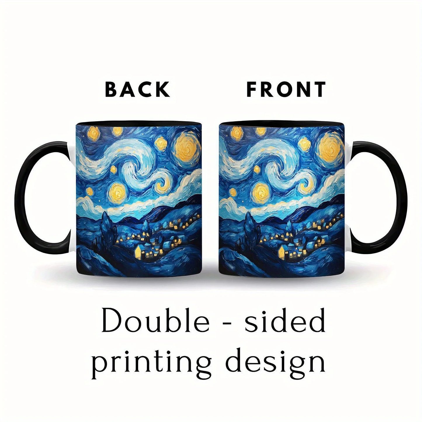 Van Gogh Starry Night Design 11oz Ceramic Cup - Vivid Art Coffee Teacup, Durable Gifts for Easter, Valentine's Day coffee mug