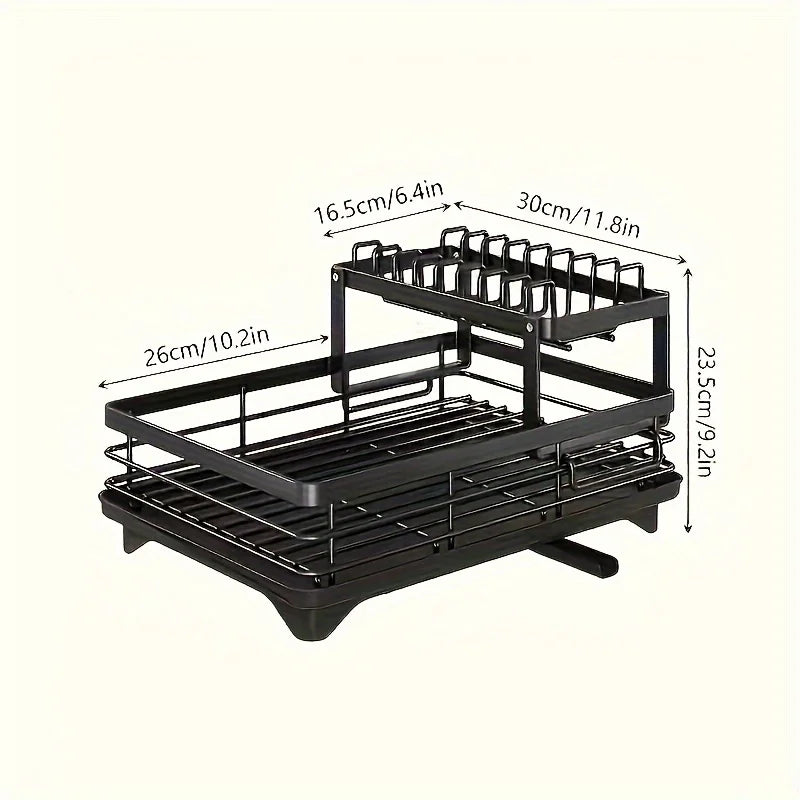 Commercial-Grade Dish Drying Rack – 2-Tier Stainless Steel with Water Catch Tray, Rust-Proof for Home or Business