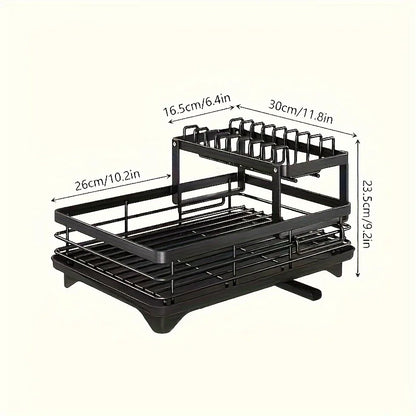 Commercial-Grade Dish Drying Rack – 2-Tier Stainless Steel with Water Catch Tray, Rust-Proof for Home or Business