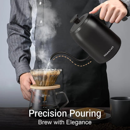 SMANG 900W Gooseneck Electric Kettle 0.6L Smart Temperature Control Coffee Kettle Pour Over Coffee Kettle Rapid Heating Pot