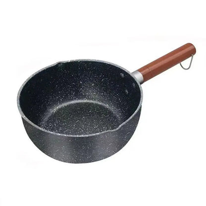 Portable Iron Omelette Pan Non-stick with Wooden Handle Wheat Stone Stockpot Noodle Pot Kitchen Supplies