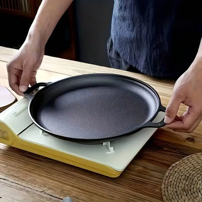 Multifunctional Cast Iron Skillet — Non-Stick Design, Ideal for Pizza, Grilling, and Pancakes — Compatible with All Stove Types