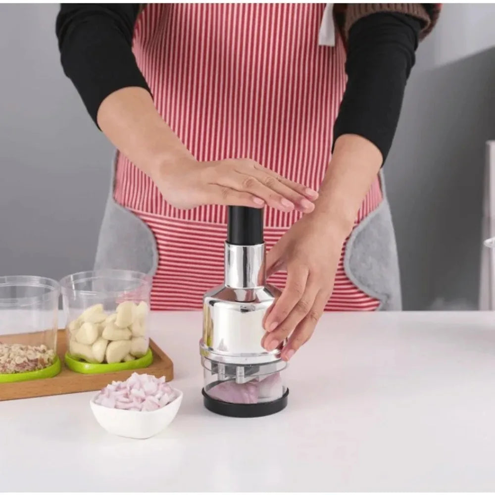 Hot Kitchen Magic Onion Chopper Vegetable and Fruit Salad Onion and Garlic Food Stainless Steel Handheld Chopper Slicer Peeler Vegetable Cutter Vertical Manual Chopper